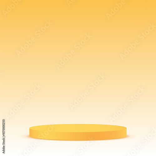 Yellow background vector 3d with yellow podium. 3D abstract studio room with pedestal podium. Space for selling products on the website. Vector illustration.