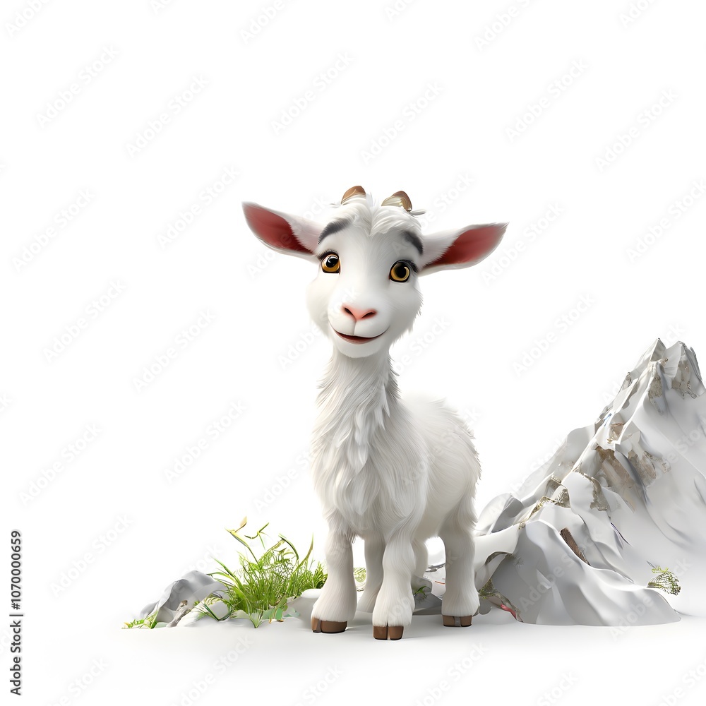 A beautiful cute animal for children story concept on a white background A beautiful cute animal for children story concept on a white background