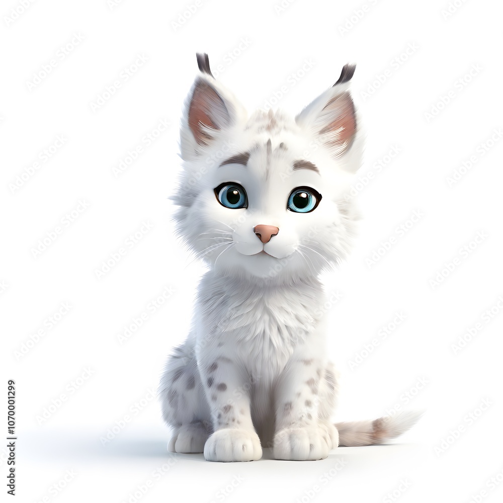 A beautiful cute animal for children story concept on a white background A beautiful cute animal for children story concept on a white background