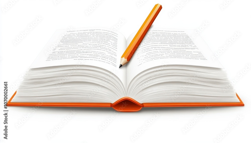 Open Book with Pencil for Educational Themes Open Book with Pencil for Educational Themes