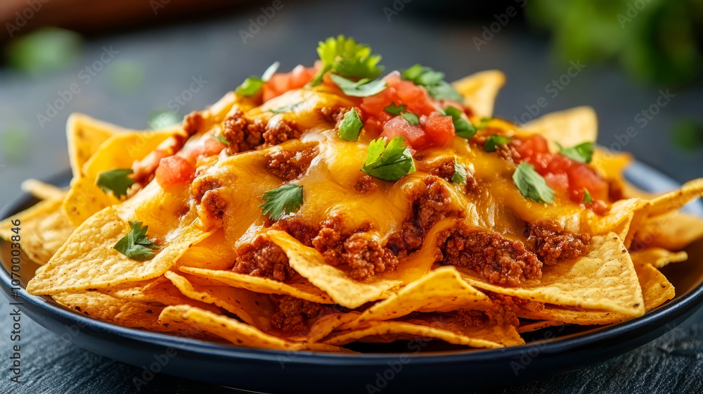 Savor the flavor of homemade nachos loaded with cheese beef and fresh toppings for a perfect snack experience Savor the flavor of homemade nachos loaded with cheese beef and fresh toppings for a perfect snack experience