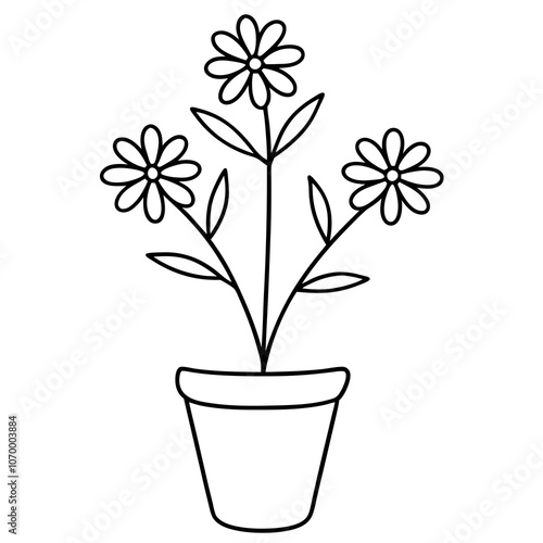 Medicinal Yarrow Flower Line Art SVG.