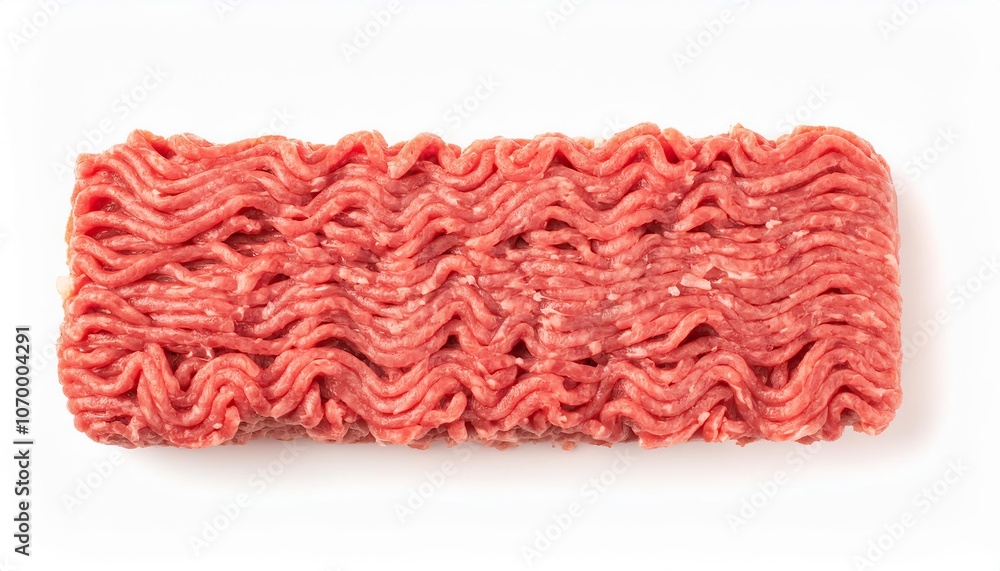 Fresh ground beef isolated on white background ready for cooking Fresh ground beef isolated on white background ready for cooking