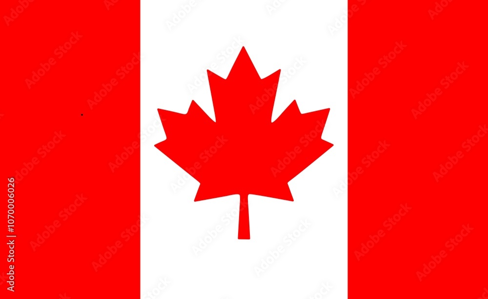 Isolated Canadian flag illustration with a red maple leaf on a white background, bordered by two red stripes. Iconic symbol of Canada, representing national pride and identity. Isolated Canadian flag illustration with a red maple leaf on a white background, bordered by two red stripes. Iconic symbol of Canada, representing national pride and identity.