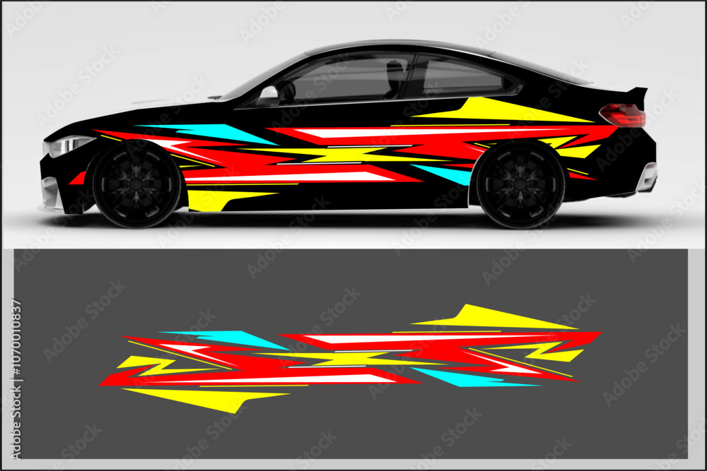 vector wrap car design, car decal with unique and modern line patterns, and with a combination of bright colors vector wrap car design, car decal with unique and modern line patterns, and with a combination of bright colors