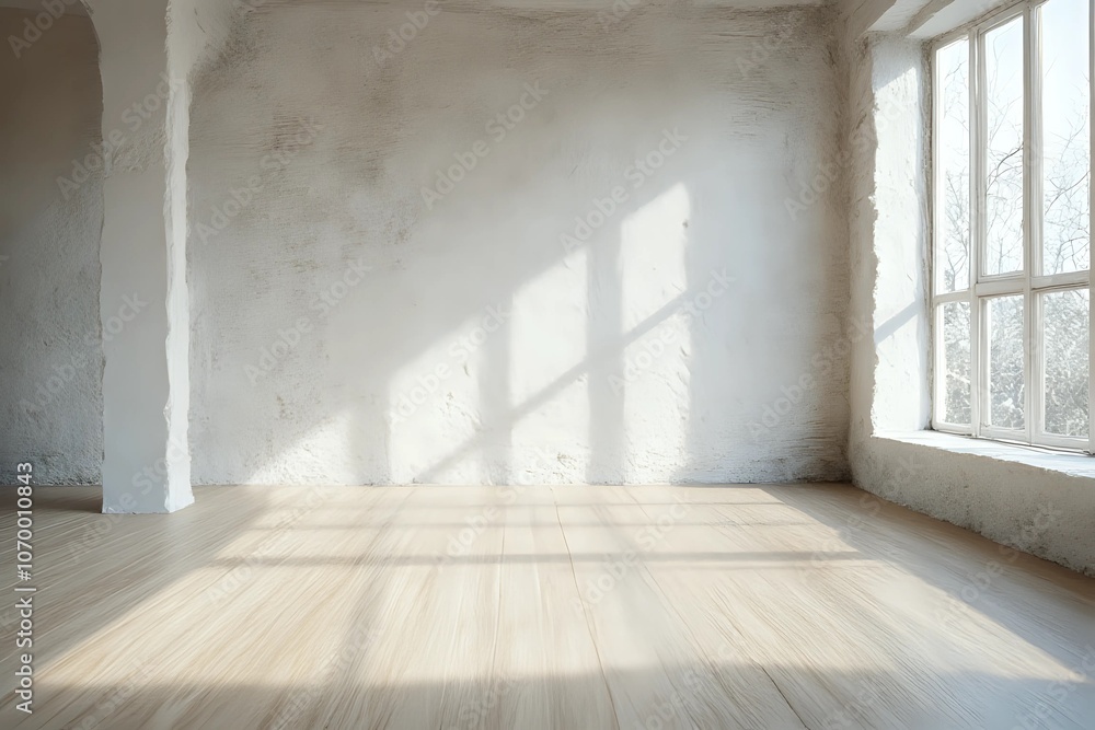 Empty Room with Whitewashed Brick Walls and Wooden Floor: A Rustic Minimalist Interior Design Concept Empty Room with Whitewashed Brick Walls and Wooden Floor: A Rustic Minimalist Interior Design Concept