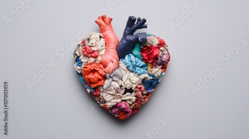 heart made of recycled materials representing eco conscious cardiology awareness and the symbol of sustainable health photo