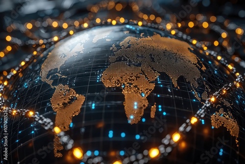 A 3D Render of the Earth with a Chain Wrapping Around It