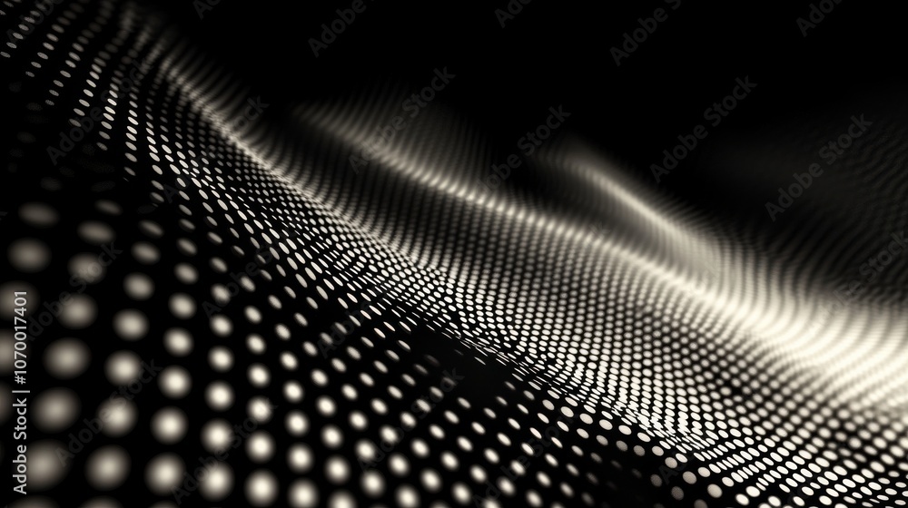 Abstract black and white wave pattern with dotted texture creating a sense of depth and movement. Abstract black and white wave pattern with dotted texture creating a sense of depth and movement.