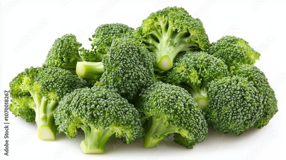 Fresh broccoli florets steamed crisp texture bright white background clean. AI generated Fresh broccoli florets steamed crisp texture bright white background clean. AI generated
