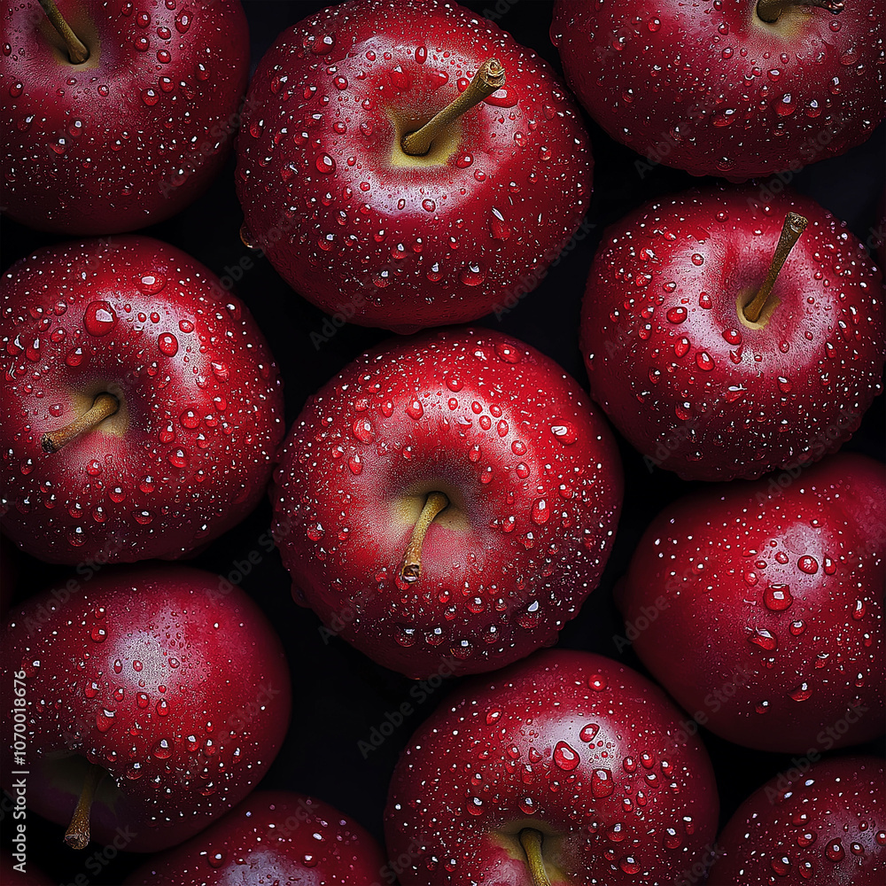 Shiny Red Apples with Water Droplets – Fresh and Juicy Fruit Close-up Shiny Red Apples with Water Droplets – Fresh and Juicy Fruit Close-up