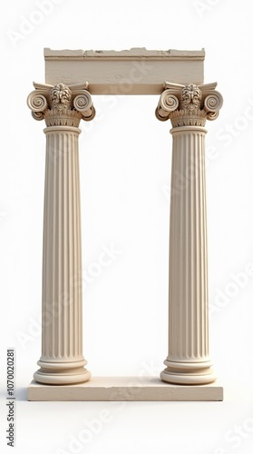 Classical Greek columns isolated on a white background