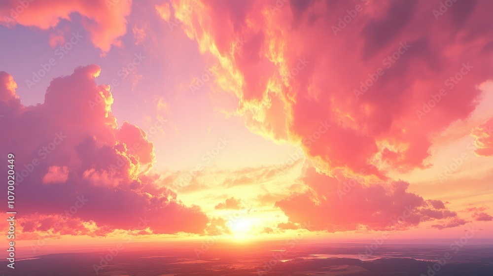 A breathtaking sunset illuminates the sky with hues of pink and orange, casting a serene glow over the landscape. A breathtaking sunset illuminates the sky with hues of pink and orange, casting a serene glow over the landscape.