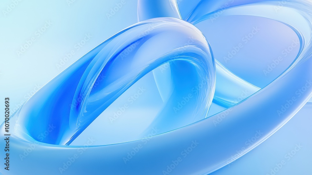 Fototapeta premium A serene abstract design featuring flowing blue curves against a soft pastel background.