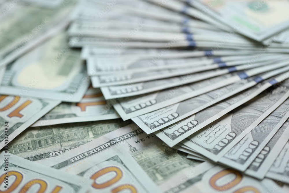 Big amount of american USD hunderd dollar bills banknotes close up Big amount of american USD hunderd dollar bills banknotes close up