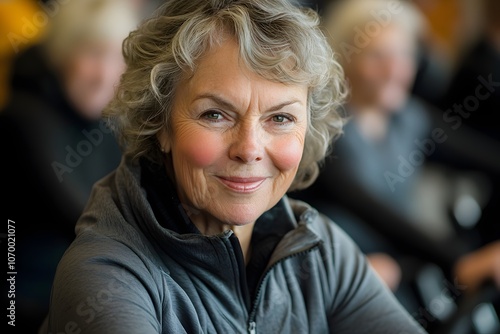 Senior woman in a spin class