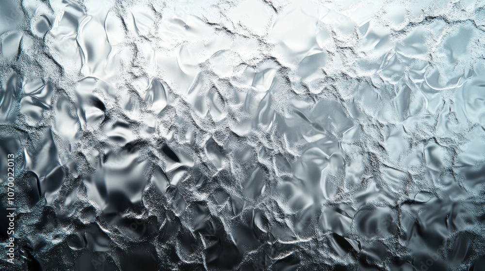 Abstract close-up of textured glass with a wavy pattern, showcasing cool tones and intricate designs. Abstract close-up of textured glass with a wavy pattern, showcasing cool tones and intricate designs.