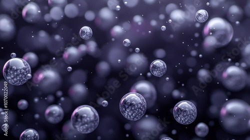 Translucent bubbles suspended in a dark background, creating a mesmerizing visual effect of depth and dimension.