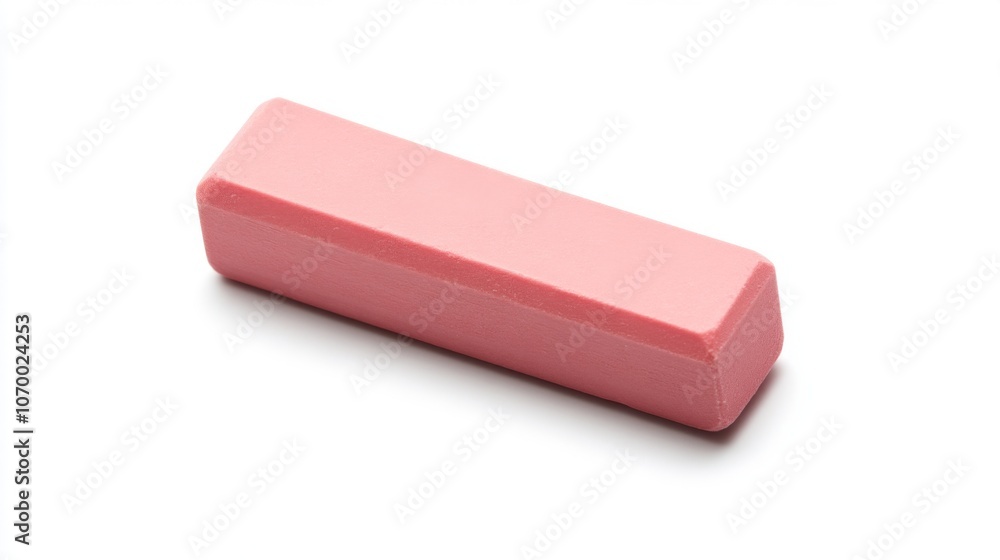 Close-up of a Pink Eraser on a White Background Close-up of a Pink Eraser on a White Background