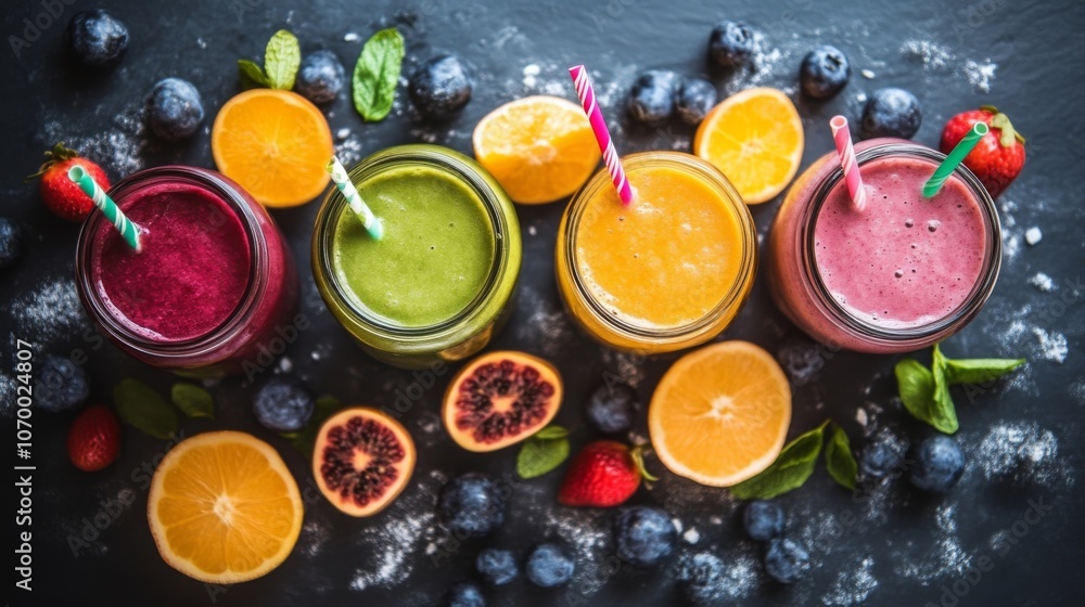Colorful Smoothies with Fresh Fruits: A Healthy and Delicious Treat