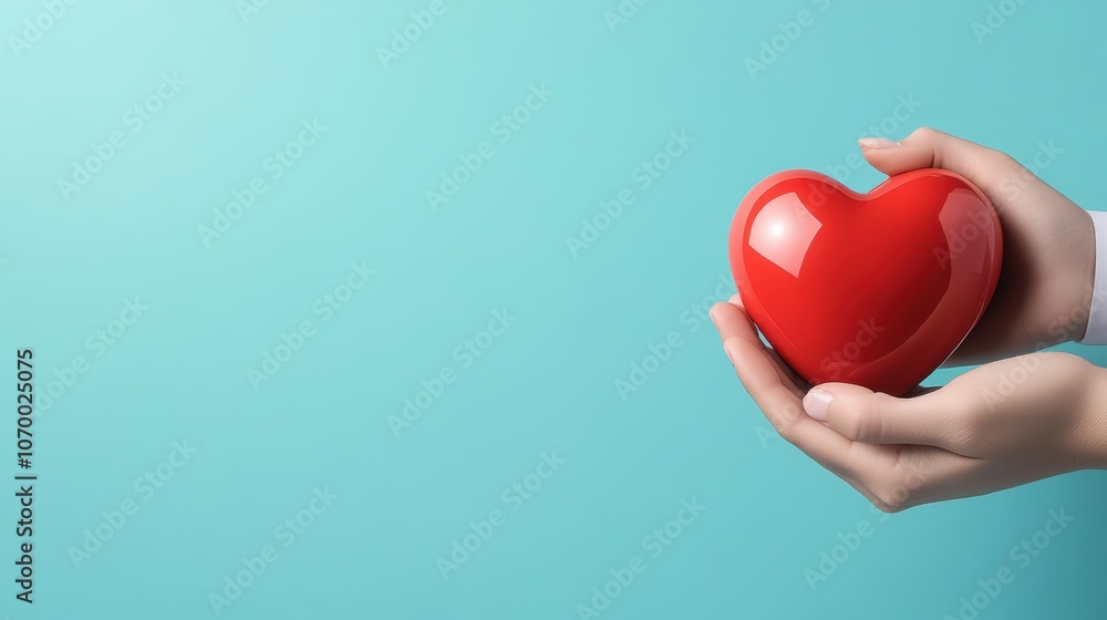 A symbol of love, hands gently holding vibrant red heart, representing care, compassion, and affection A symbol of love, hands gently holding vibrant red heart, representing care, compassion, and affection