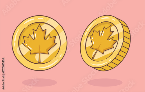 Gold coin maple leaf illustration