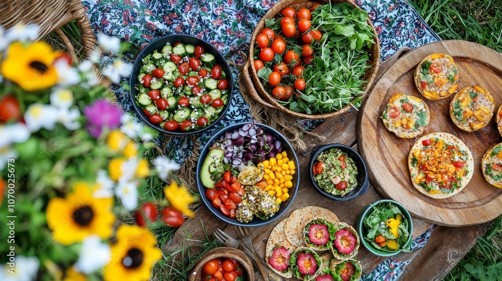 Sustainable Lifestyle Vegan Picnic with Ecofriendly Foods Sustainable Lifestyle Vegan Picnic with Ecofriendly Foods