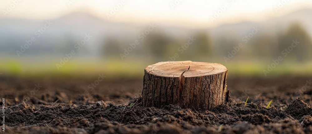 Explore the beauty of nature through the captivating presence of a tree stump in the landscape Explore the beauty of nature through the captivating presence of a tree stump in the landscape