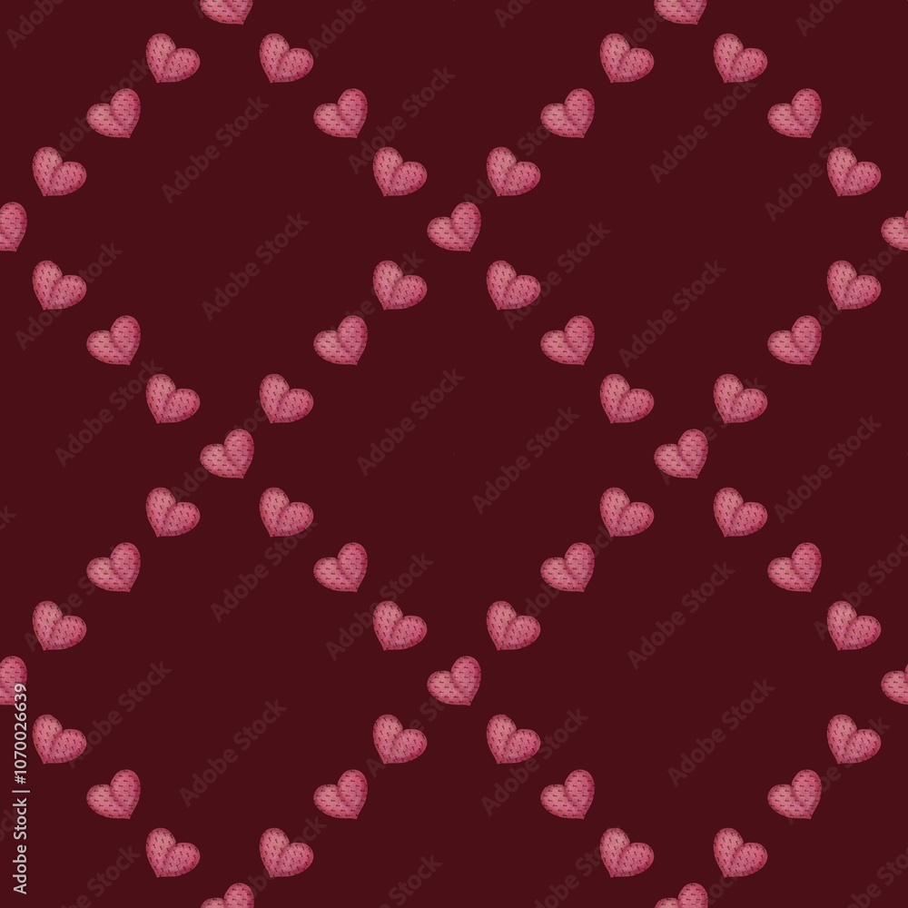 Big Hearts Tile with Dark Red Background Seamless Pattern Design Big Hearts Tile with Dark Red Background Seamless Pattern Design