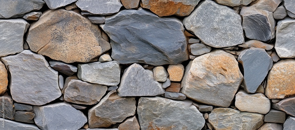 Stone wall textured surface ancient rugged natural blocks architecture. AI generated