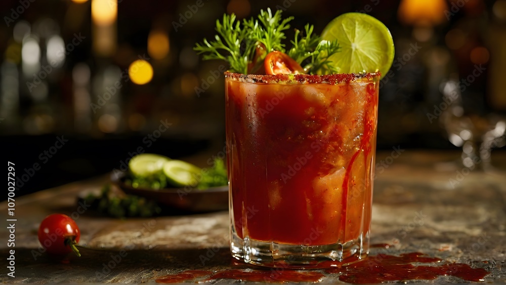 Bloody Mary: Classic English Alcoholic Cocktail with Vodka and Tomato Juice Bloody Mary: Classic English Alcoholic Cocktail with Vodka and Tomato Juice