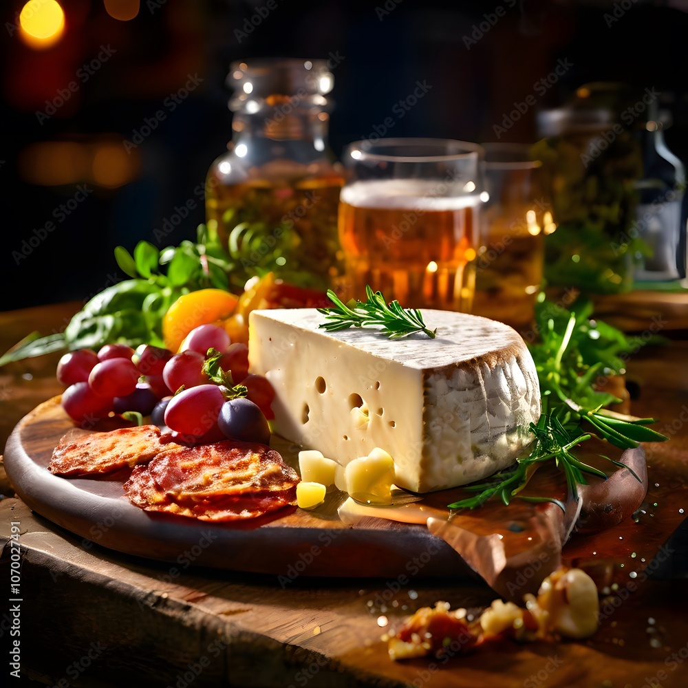 an elegant cheese dish plate with a beautiful buffet closeup an elegant cheese dish plate with a beautiful buffet closeup