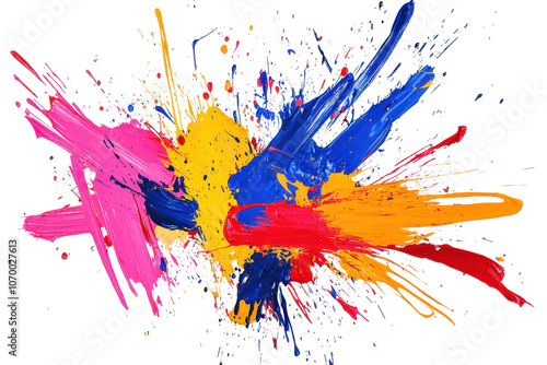 Vibrant abstract paint splatter with bold colors. Perfect for creative design backgrounds and artistic expressions. Eye-catching and dynamic.