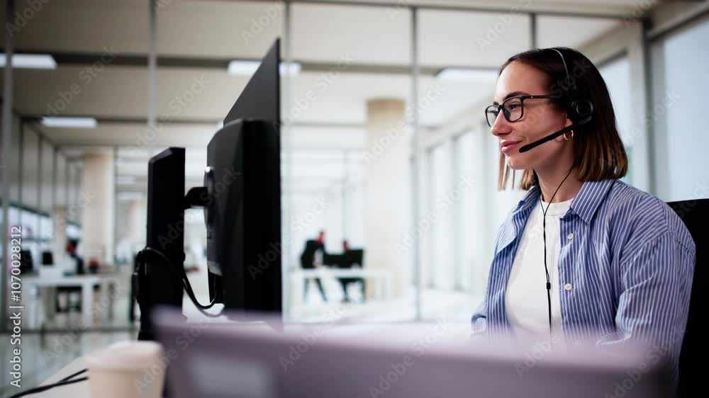 Efficient Customer Care: Smiling Call Center Agent Efficient Customer Care: Smiling Call Center Agent