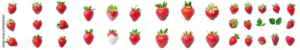 White background with a full depth of field and an isolated strawberry White background with a full depth of field and an isolated strawberry