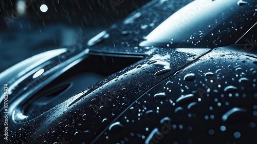 Car windshield with rain drops and frameless wiper blade,Traffic Jam with raining in evening day in the city,Drops of water on the car after rainy,outside car,Raindrops falling on a glass droplets.