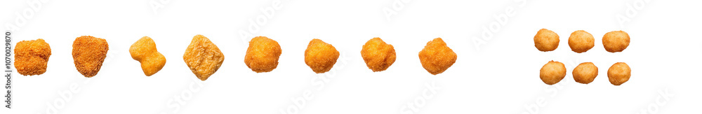 A field of corn flakes is isolated on white background, clipped with a clipping path, focusing on the entirety of the field A field of corn flakes is isolated on white background, clipped with a clipping path, focusing on the entirety of the field