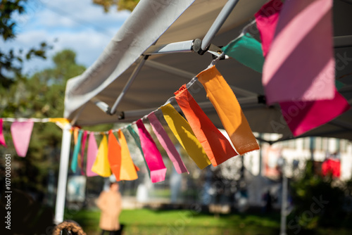 Vibrant, festive garland for cheerful, colorful celebrations. 