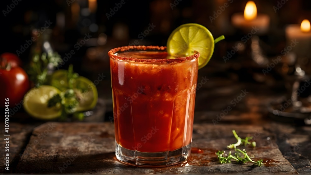 Bloody Mary: Classic English Alcoholic Cocktail with Vodka and Tomato Juice