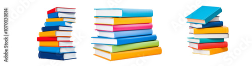 Wallpaper Mural The stack of colorful books is isolated on a white background Torontodigital.ca