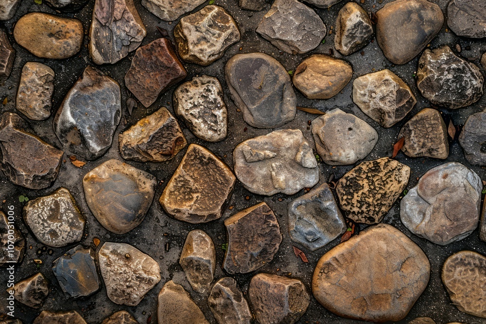 Image of Brown pebble stone paving surface. Texture for background usage Image of Brown pebble stone paving surface. Texture for background usage