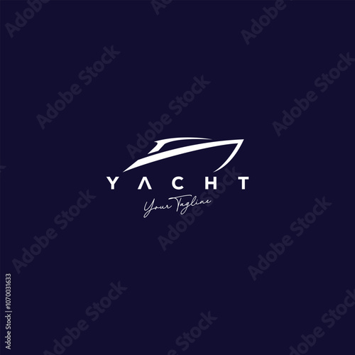 Elegant Yacht Logo Design in Minimalist Style on Dark Background Vector Illustration