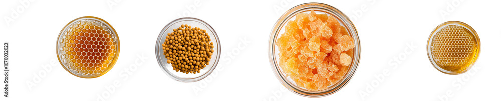 The top view of a jar of honey isolated on a transparent background, stock photo The top view of a jar of honey isolated on a transparent background, stock photo