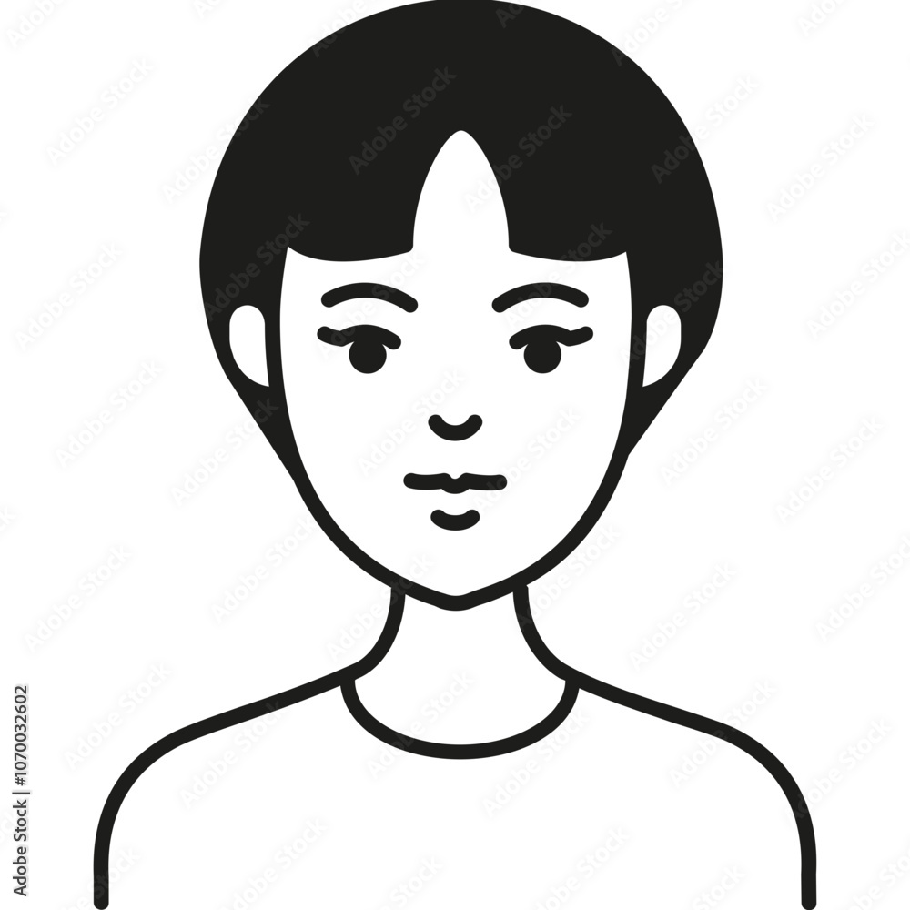 A Simple Line Drawing of a Young Person With Short Hair, Highlighting Facial Features and Expressions With Minimal Detail A Simple Line Drawing of a Young Person With Short Hair, Highlighting Facial Features and Expressions With Minimal Detail