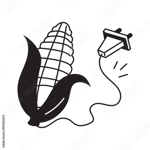 Corn with plug, concept icon of bio energy in modern style