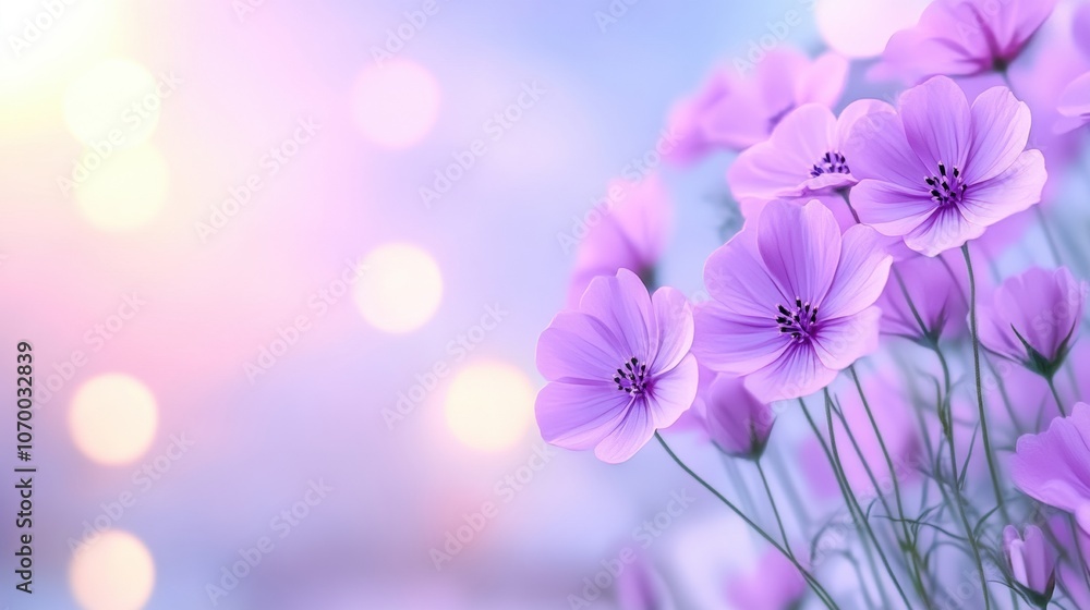 Purple flowers bask in soft, dreamy light, creating a serene and enchanting atmosphere, AI Purple flowers bask in soft, dreamy light, creating a serene and enchanting atmosphere, AI
