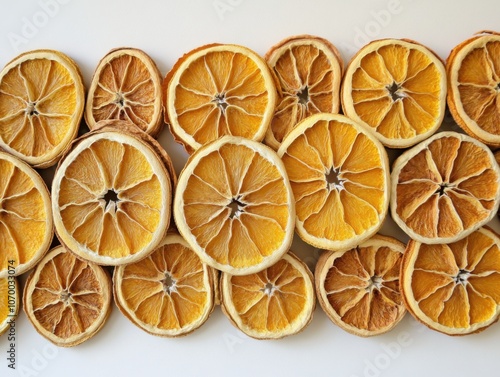 Dried orange slices, showcasing vibrant citrus colors photo