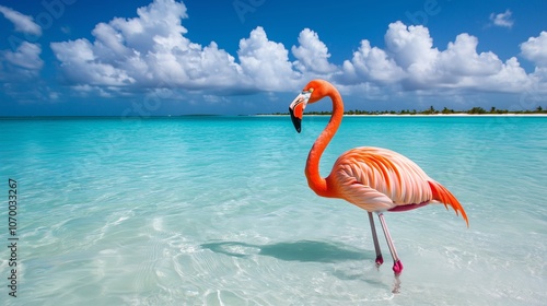 flamingo in the water Bahamas