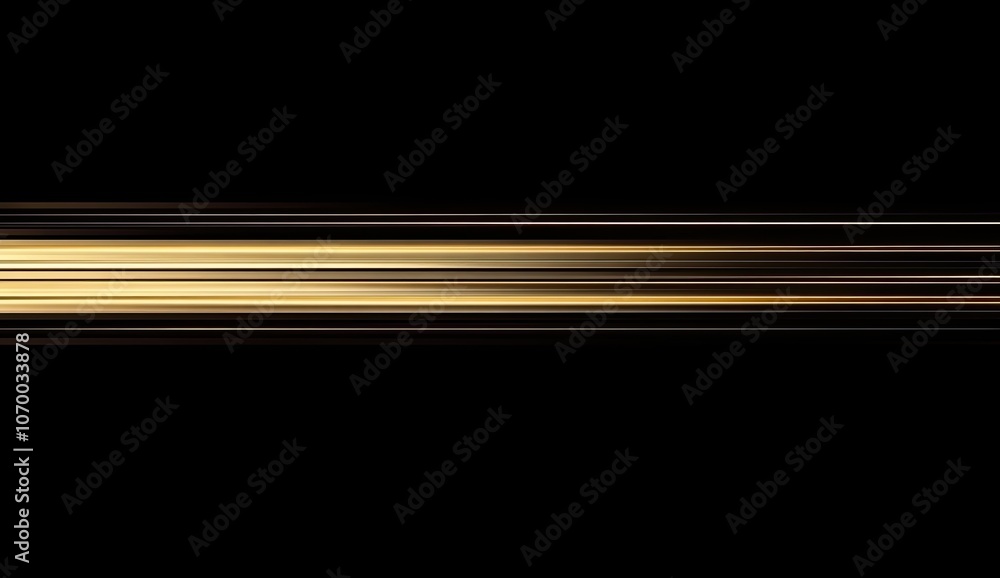 Light golden horizontal lines on a black background, with a horizontal motion blur effect, conveying a sense of speed and lightness Light golden horizontal lines on a black background, with a horizontal motion blur effect, conveying a sense of speed and lightness