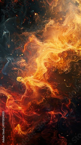 Abstract Fire and Smoke: A Dynamic and Energetic Artwork